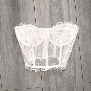 victoria secret white lace corset top